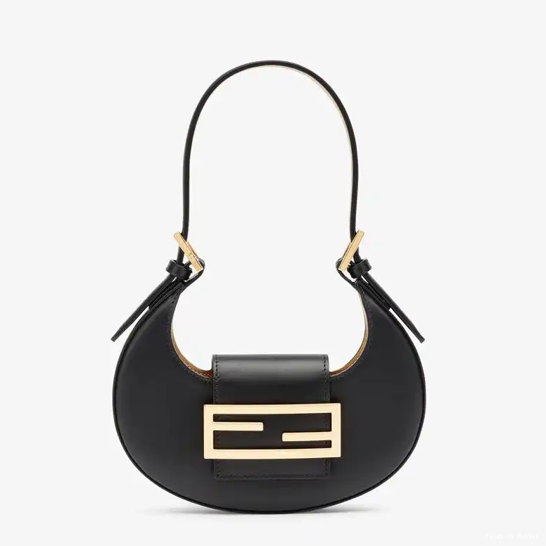 In Cookie Fendi Hobo Leather Calf Mini Black Bag 0506